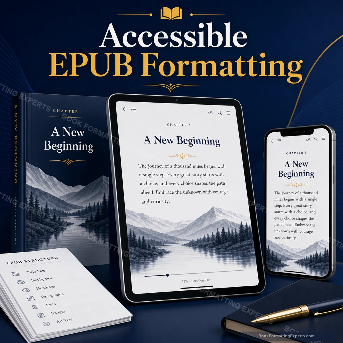Accessible EPUB Formatting sample showing scalable readable text