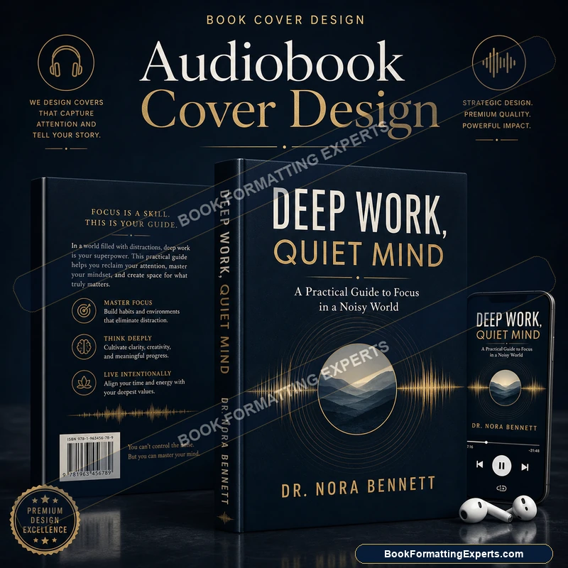 Audiobook cover design sample by Book Formatting Experts showing an ACX-compliant square RGB file