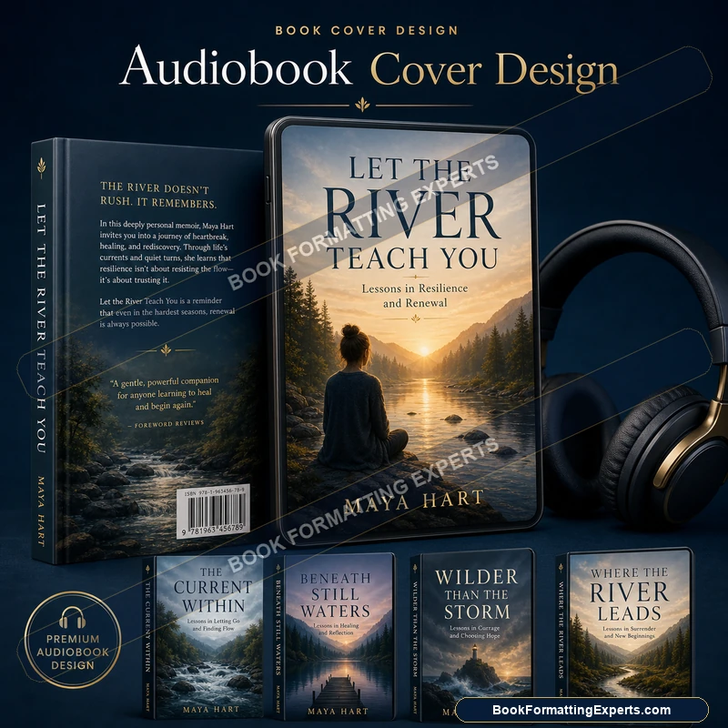 Audiobook cover design sample by Book Formatting Experts showing a cover that stays readable shrunk to a small tile