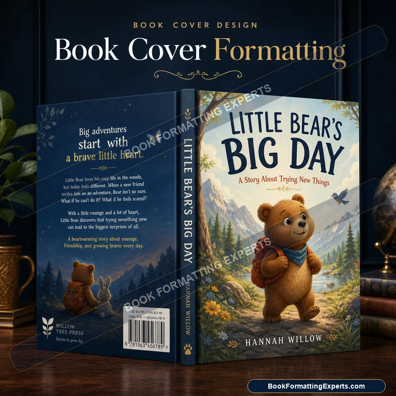 Book cover formatting sample by Book Formatting Experts showing an ISBN barcode placed in the correct zone at the right size