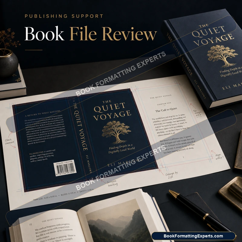Book file review sample by Book Formatting Experts showing an image DPI check across a print interior