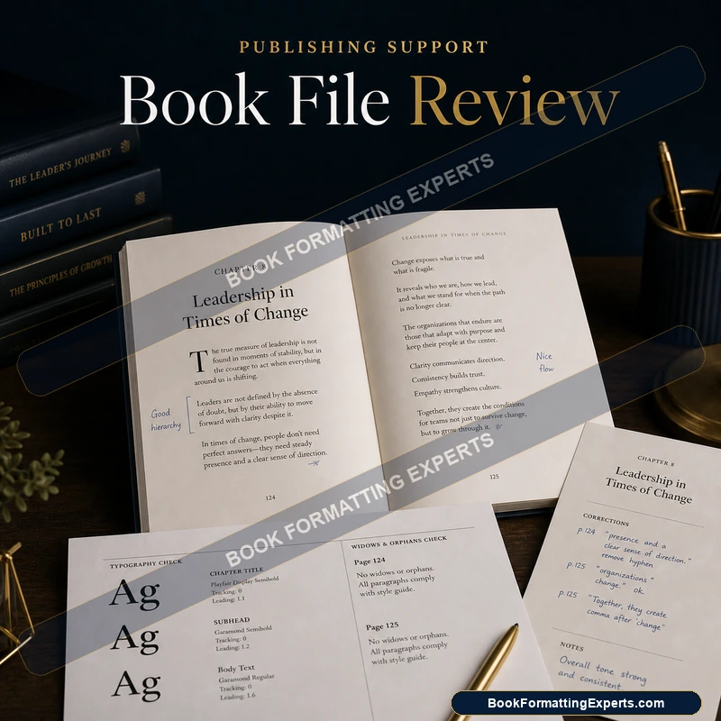 Book file review sample by Book Formatting Experts showing a margin and gutter review against page count