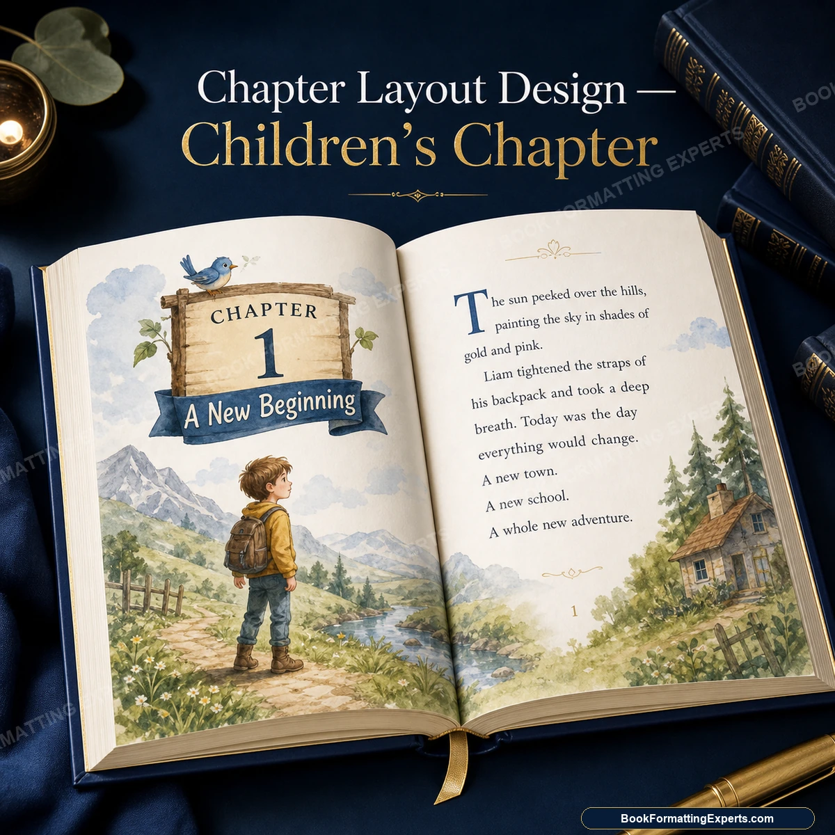 Chapter layout design sample by Book Formatting Experts showing a playful children's chapter opener