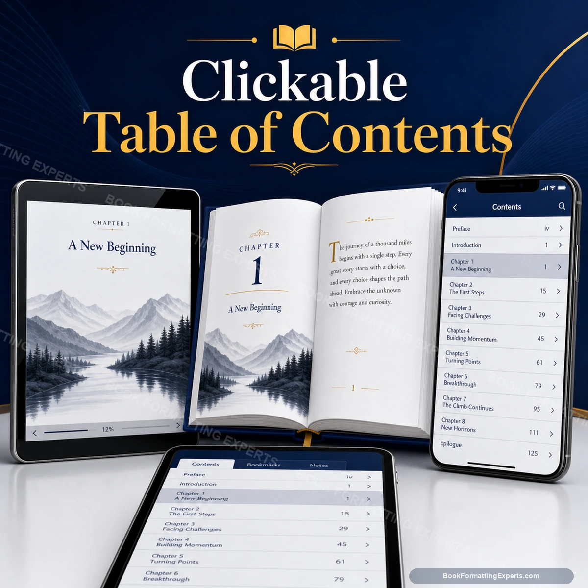 Clickable Table of Contents sample showing landmarks navigation