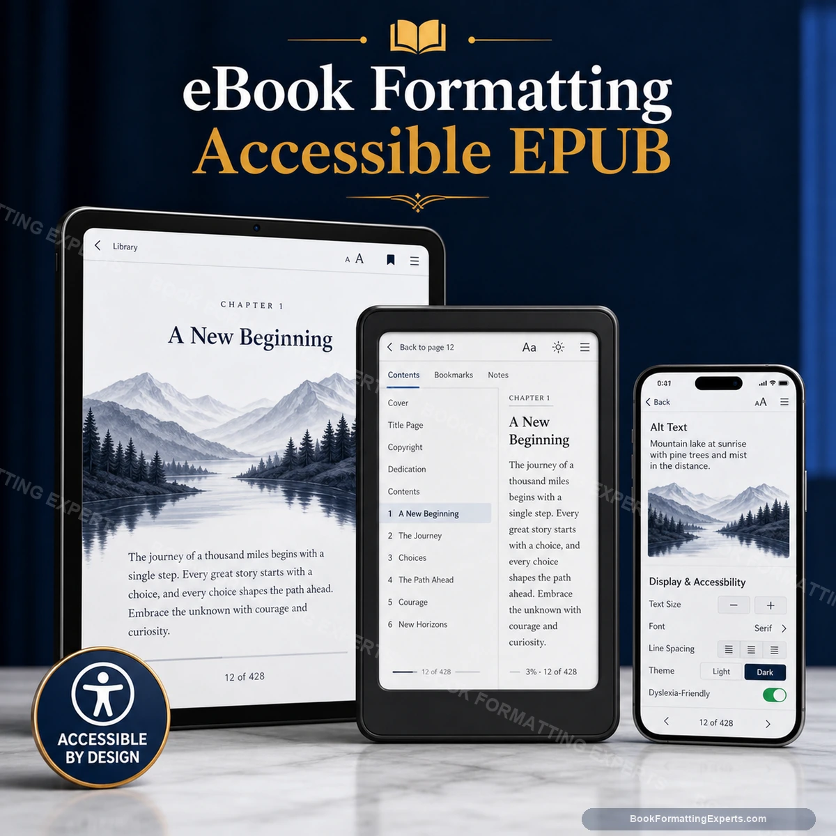 Kindle eBook formatting sample by Book Formatting Experts showing a premium accessible epub interior