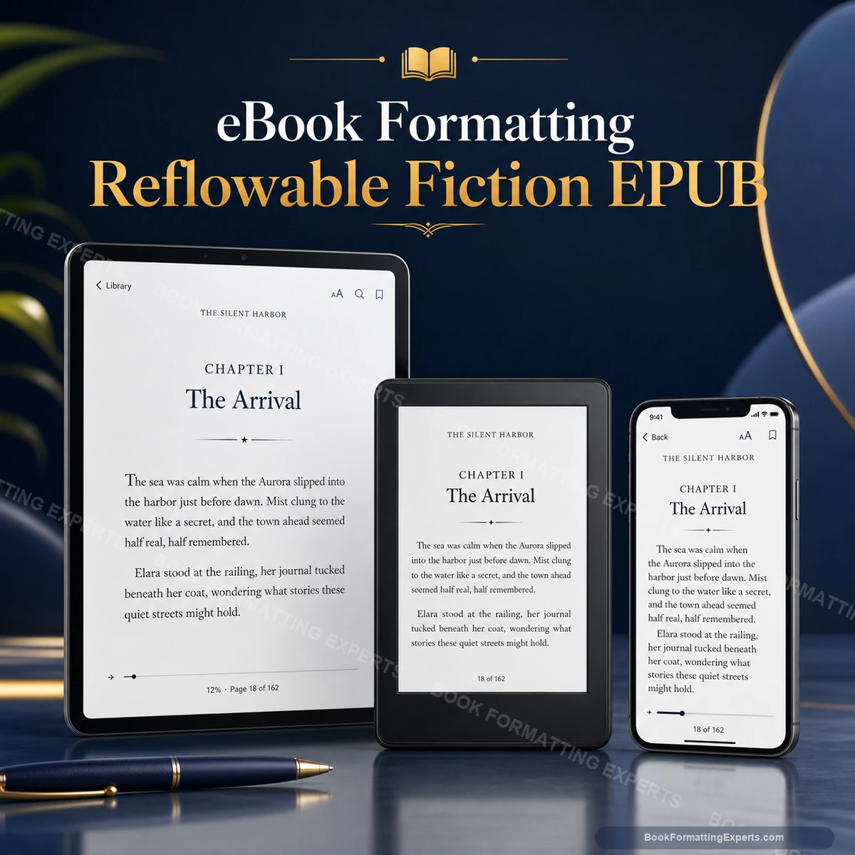 Kindle eBook formatting sample by Book Formatting Experts showing a premium reflowable fiction epub interior