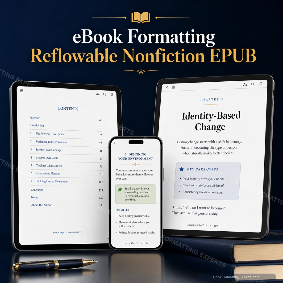 Kindle eBook formatting sample by Book Formatting Experts showing a premium reflowable nonfiction epub interior