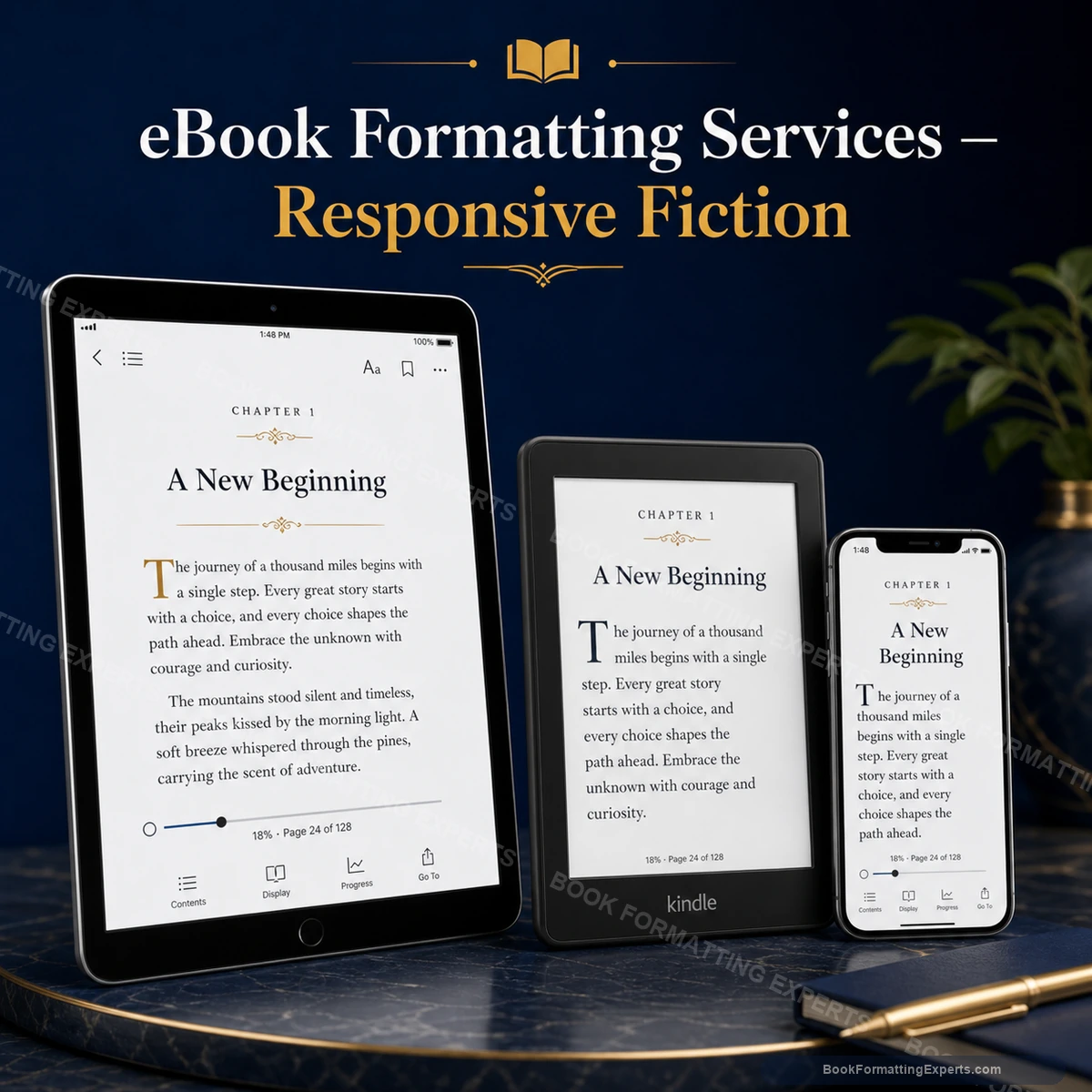 eBook Formatting Services sample showing responsive fiction ebook