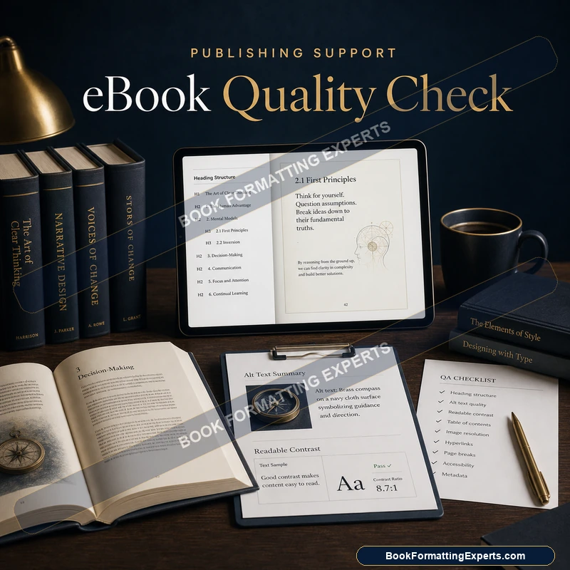 eBook Quality Check sample by Book Formatting Experts showing images scaling correctly on small and large screens