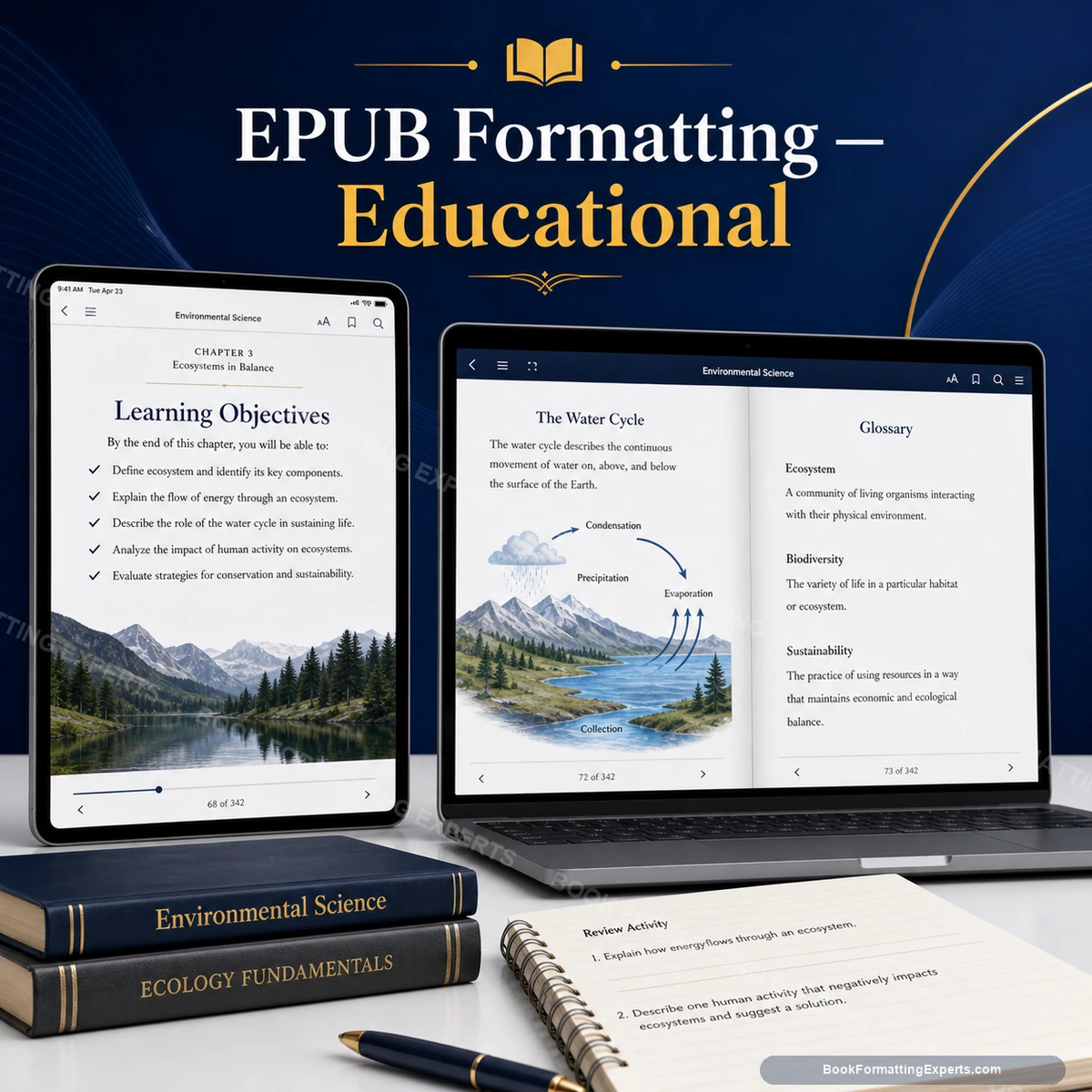 EPUB Formatting sample showing educational epub