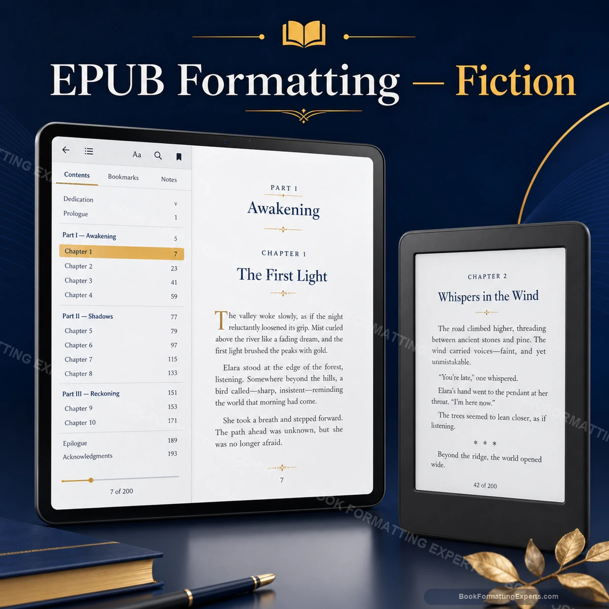 EPUB Formatting sample showing fiction epub