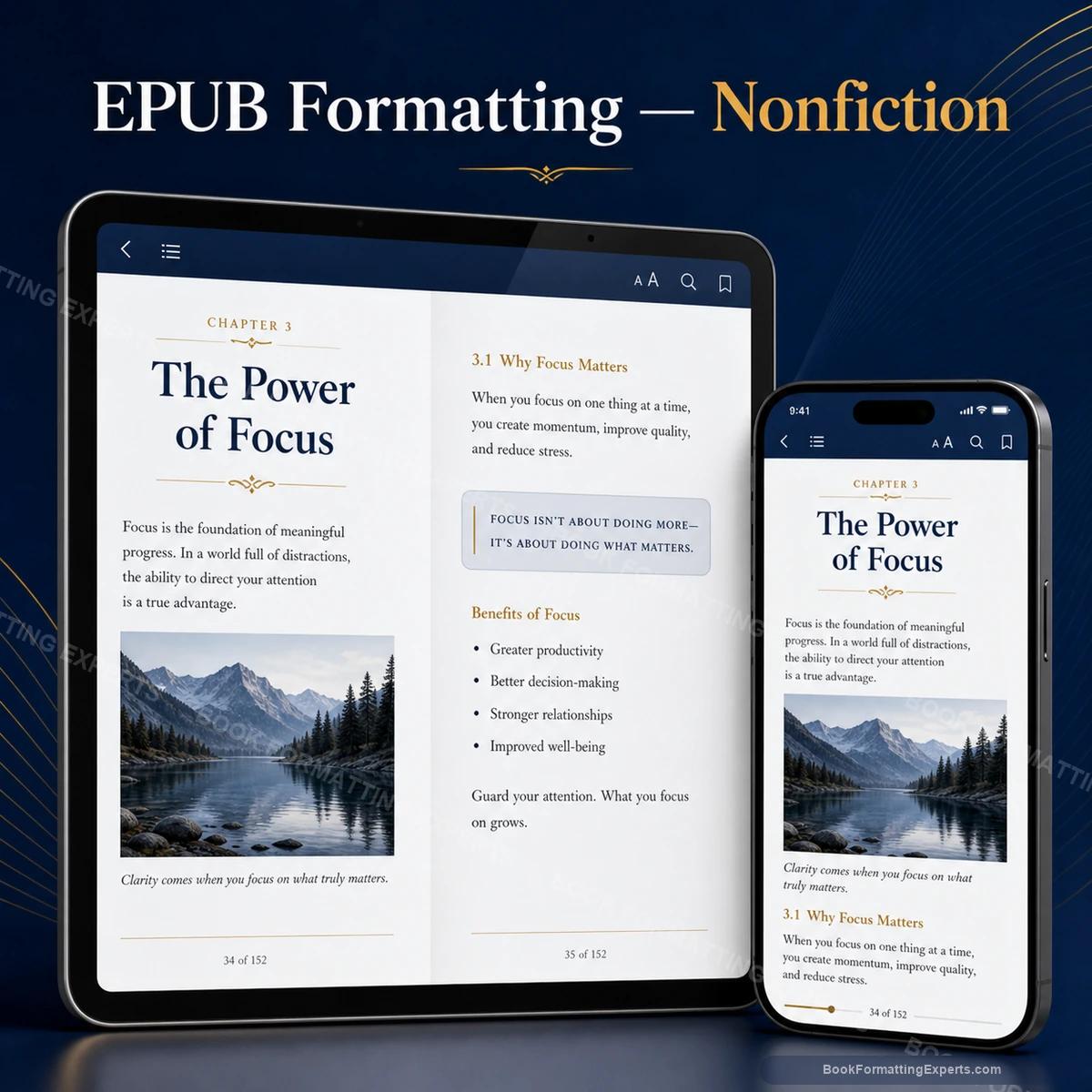 EPUB Formatting sample showing nonfiction epub
