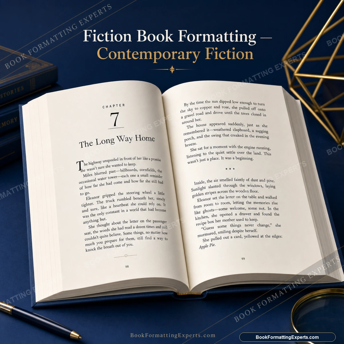 Fiction Book Formatting sample by Book Formatting Experts showing a contemporary fiction interior with text-message blocks set in a contrasting face