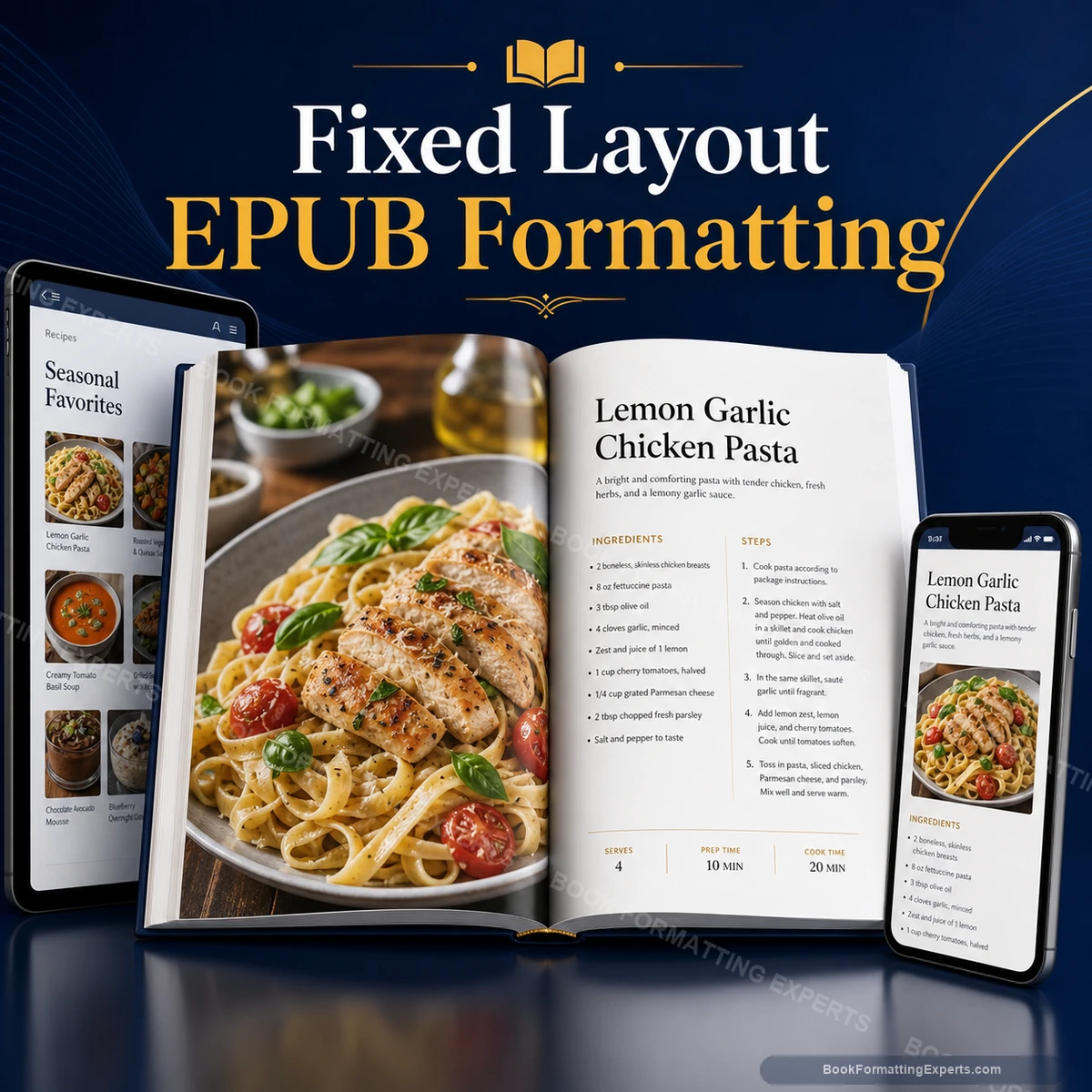 Fixed Layout EPUB Formatting sample showing cookbook fixed layout