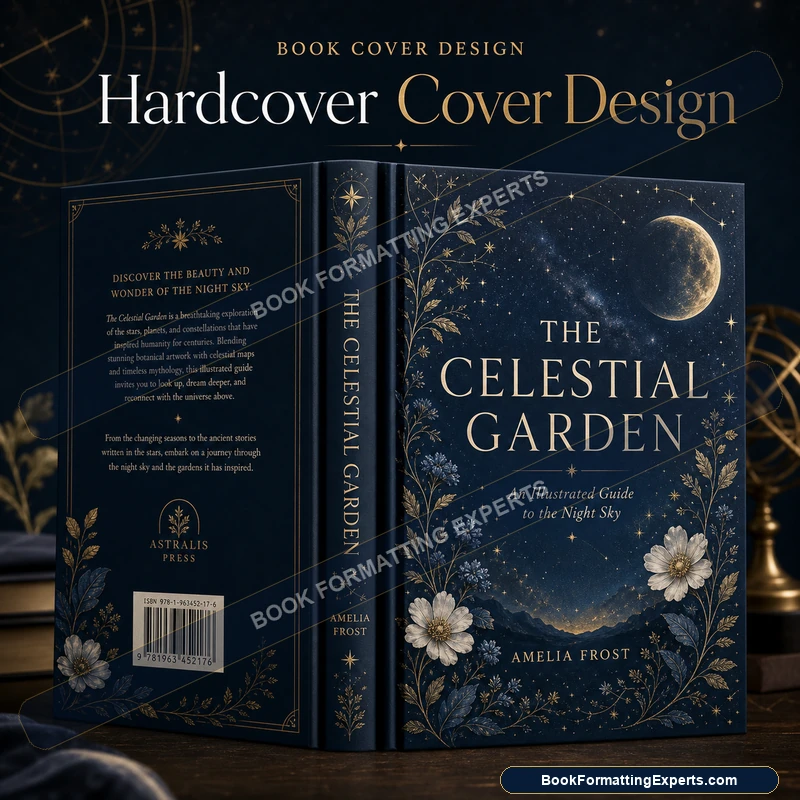 Hardcover cover design sample by Book Formatting Experts showing a keepsake edition with a premium finish