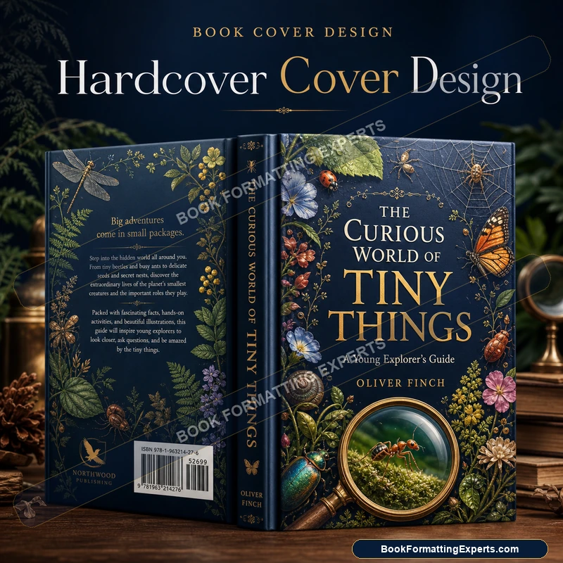 Hardcover cover design sample by Book Formatting Experts showing a collector edition with premium detailing