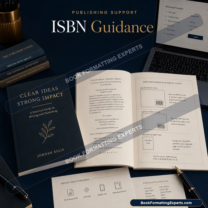 ISBN Guidance sample by Book Formatting Experts comparing an owned ISBN against a free platform ISBN