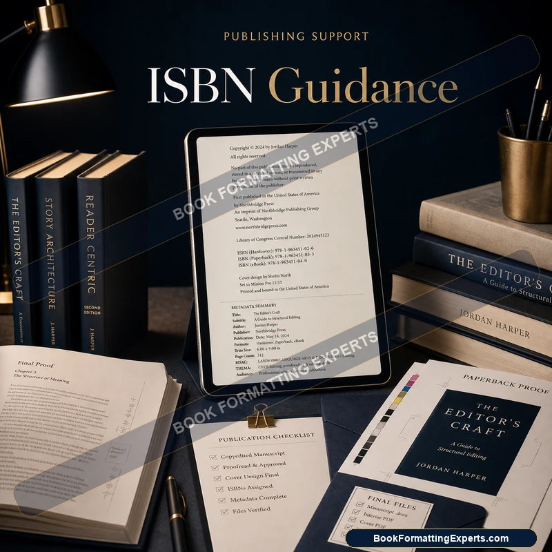 ISBN Guidance sample by Book Formatting Experts showing imprint name setup on the publisher record