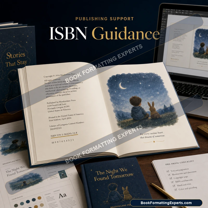 ISBN Guidance sample by Book Formatting Experts showing correct ISBN metadata registration