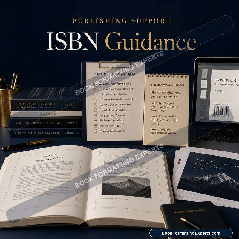 ISBN Guidance sample by Book Formatting Experts showing an ISBN plan across a multi-book series