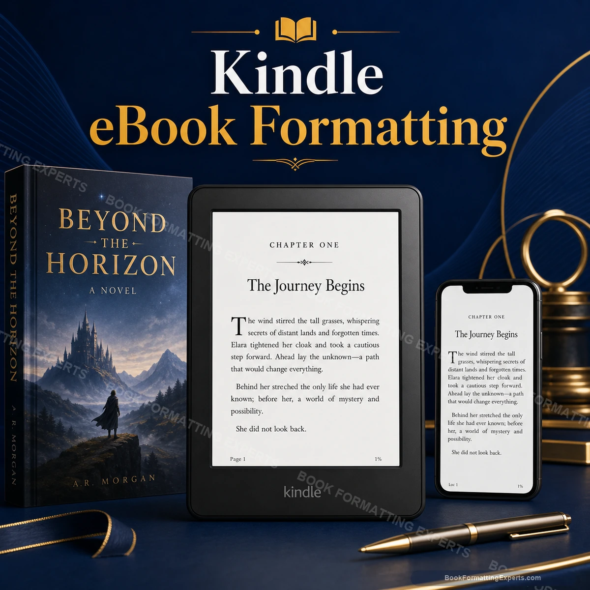 Kindle eBook Formatting sample showing fiction kindle layout