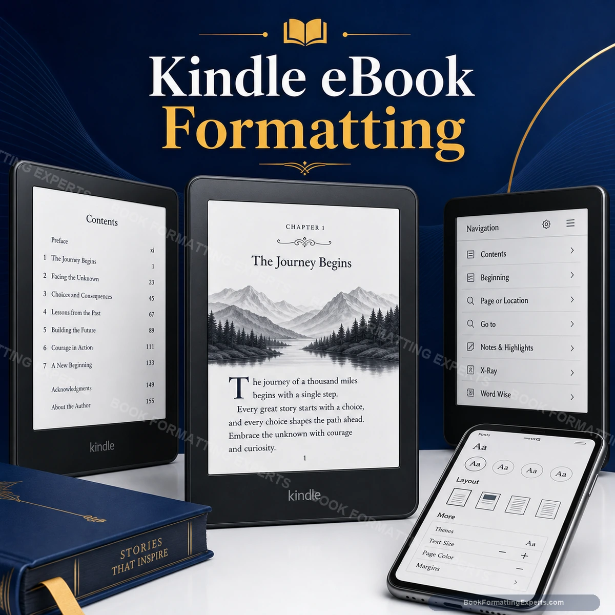Kindle eBook Formatting sample showing kindle navigation