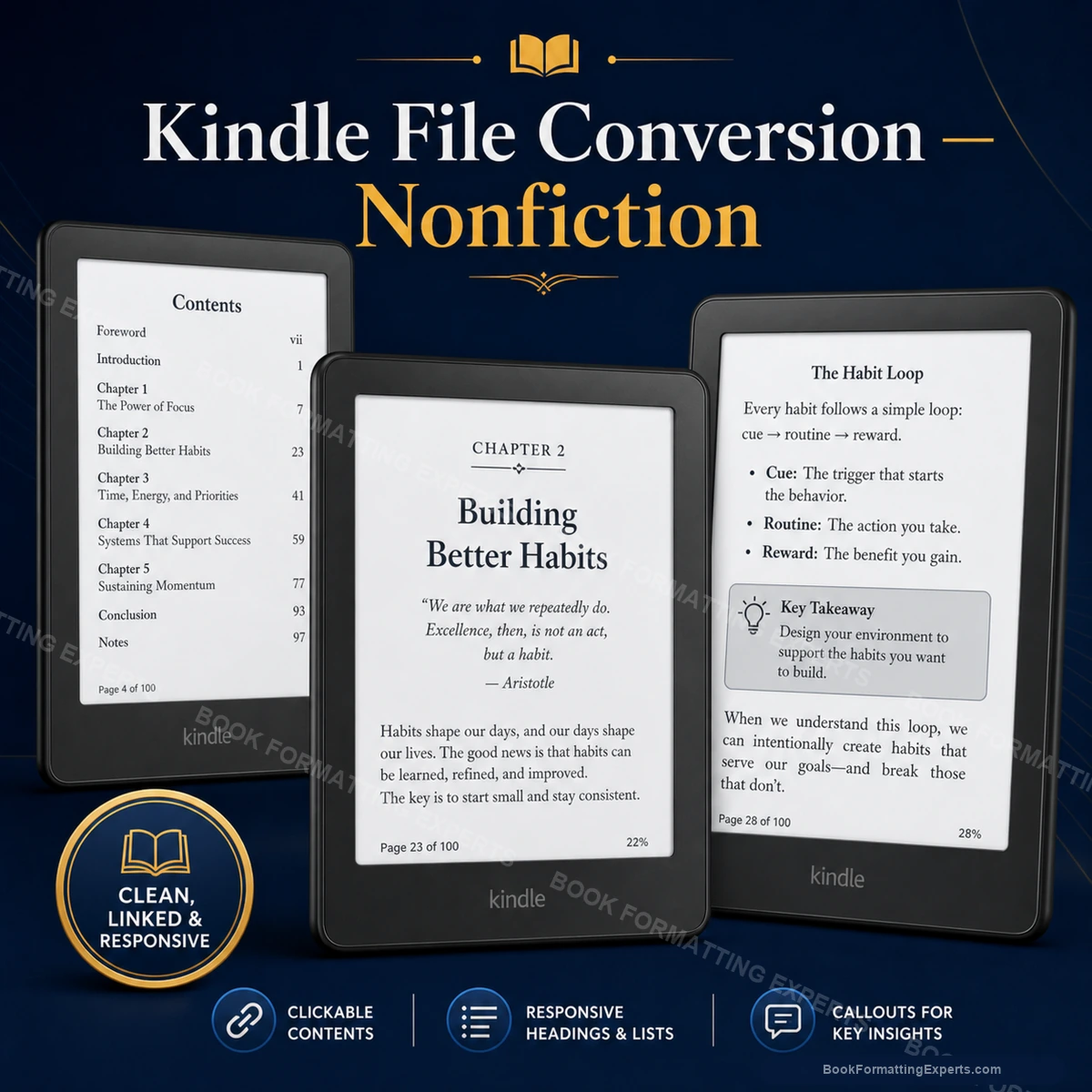 Kindle File Conversion sample showing nonfiction kindle conversion
