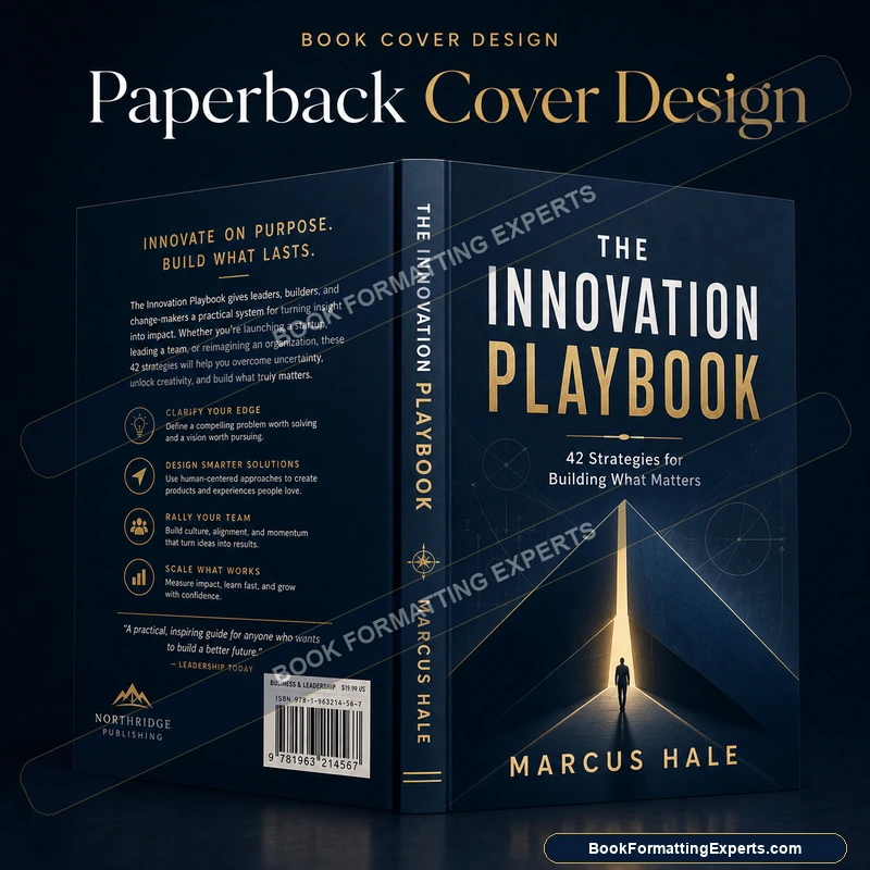 Paperback cover design sample by Book Formatting Experts showing correct trim, bleed and safe-margin setup