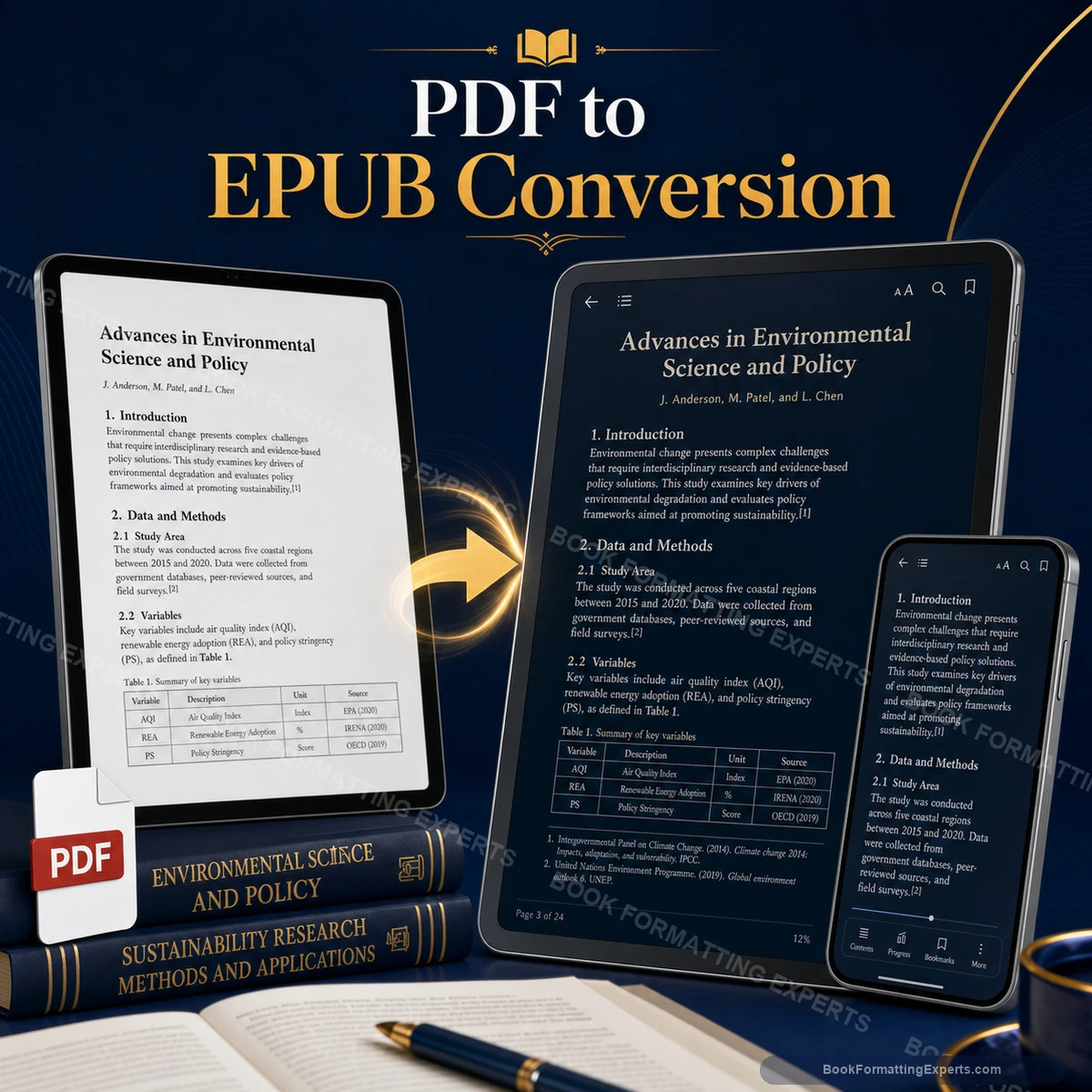 PDF to EPUB Conversion sample showing academic pdf