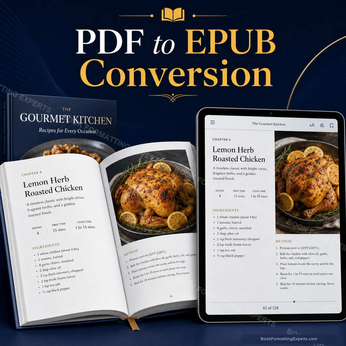 PDF to EPUB Conversion sample showing cookbook pdf