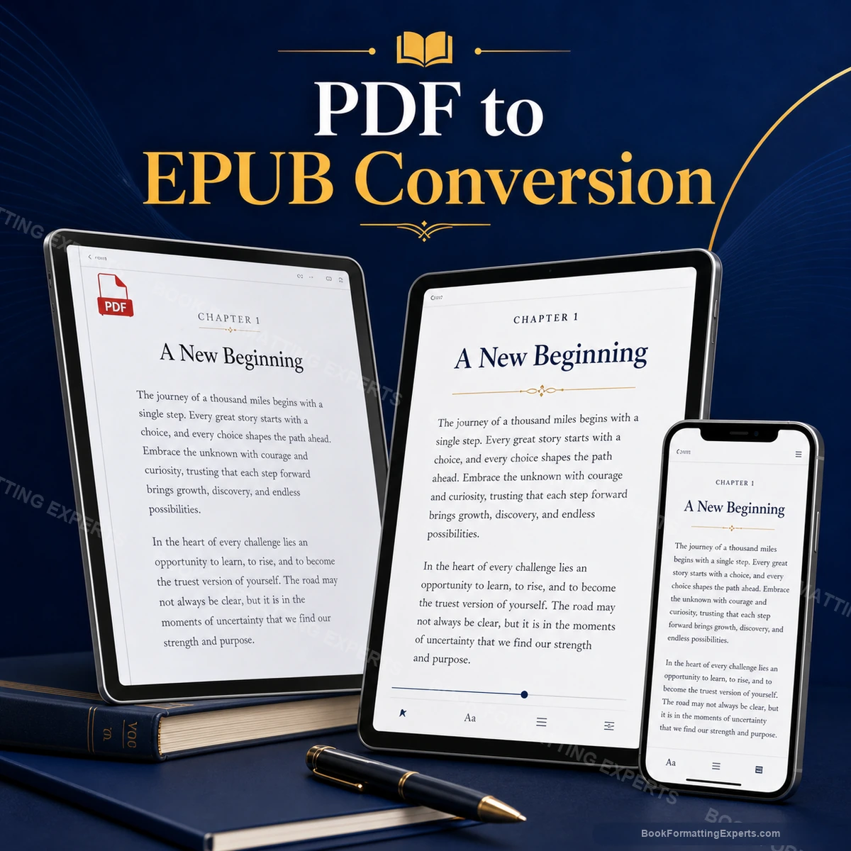 PDF to EPUB Conversion sample showing text pdf conversion