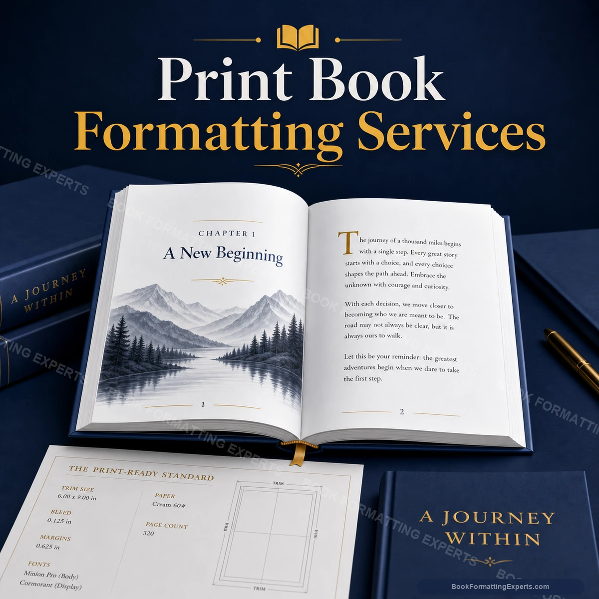 Print book formatting sample by Book Formatting Experts showing a press-ready PDF preflight preview