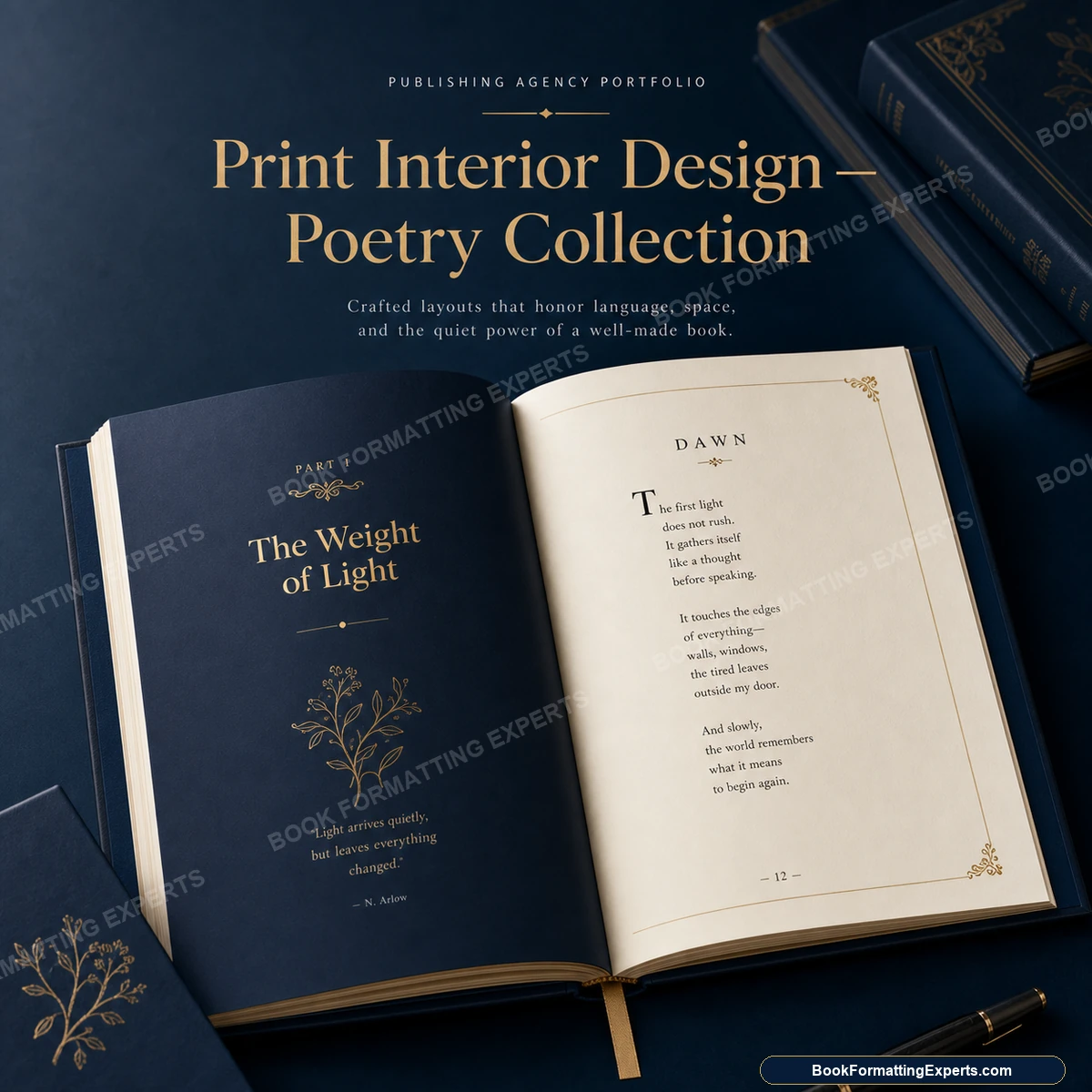 Print interior design sample by Book Formatting Experts showing a poetry collection interior with generous space