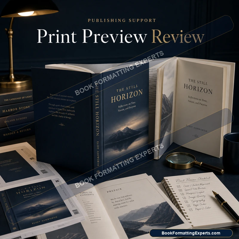Print Preview Review sample by Book Formatting Experts checking running heads and page numbers