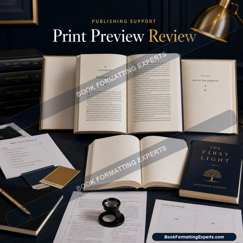 Print Preview Review sample by Book Formatting Experts confirming chapter openers land on the recto