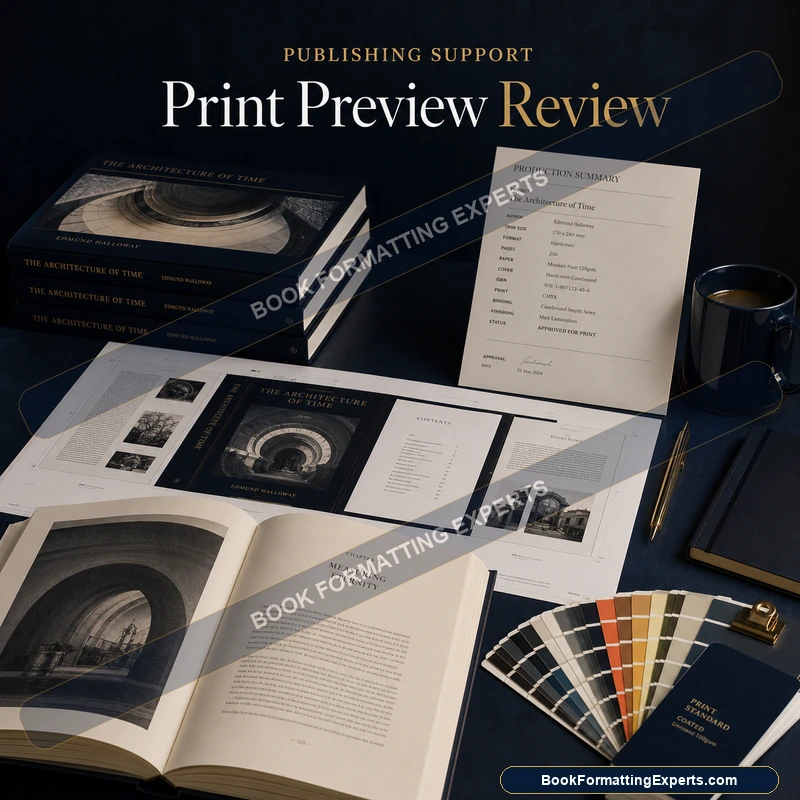 Print Preview Review sample by Book Formatting Experts checking image placement and resolution