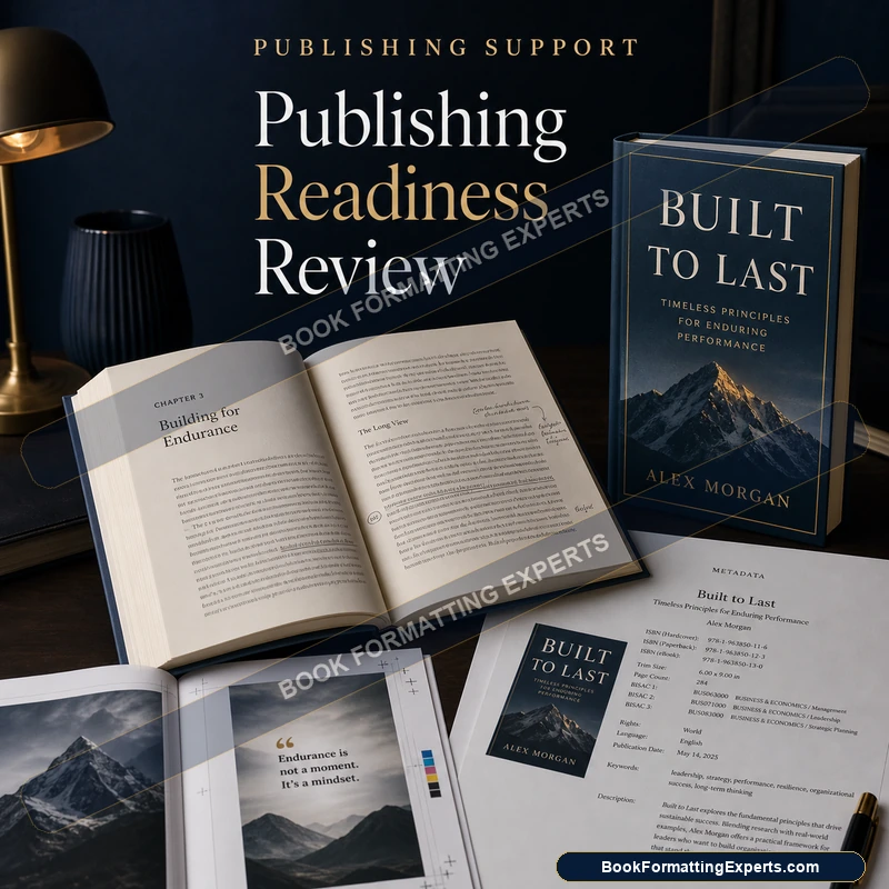 Publishing readiness review sample by Book Formatting Experts showing a platform launch plan review
