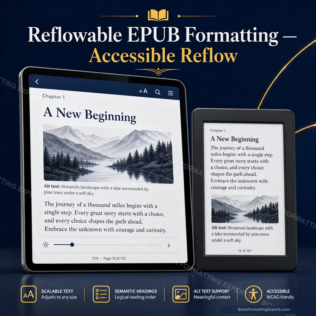 Reflowable EPUB Formatting sample showing accessible reflow