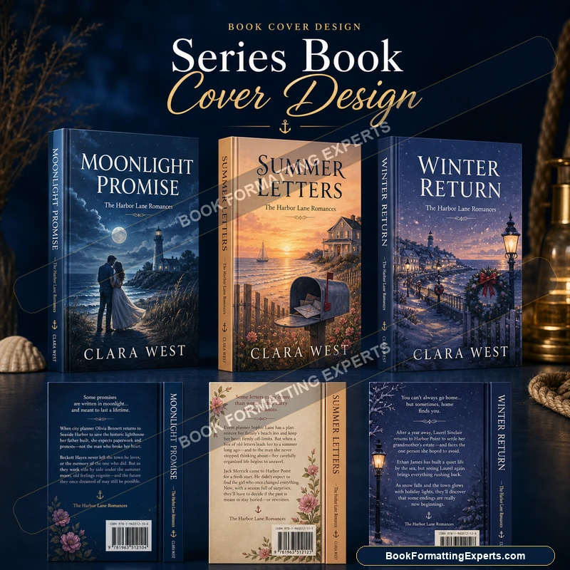 Series book cover design sample by Book Formatting Experts showing a box set built from the series system